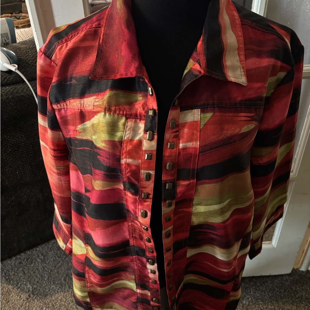 Vibrant Red and Black Women's Blazer